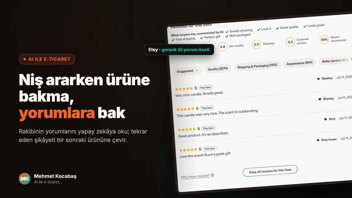 Stop Picking Etsy Niches by Guessing. Read Your Competitors' Reviews With AI Instead