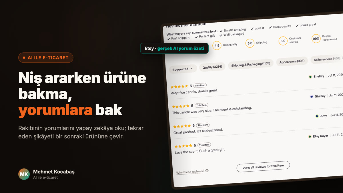 Stop Picking Etsy Niches by Guessing. Read Your Competitors' Reviews With AI Instead