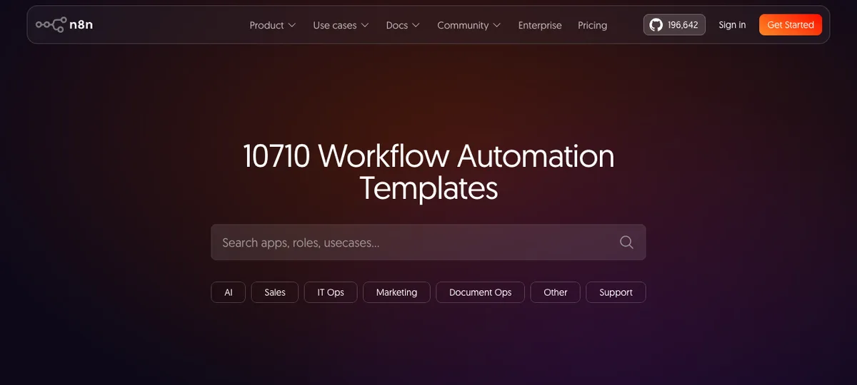 n8n template library entry panel: a screen listing ready made workflow cards