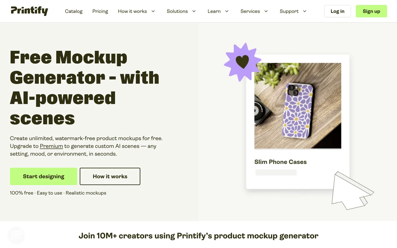 Printify product mockup example: an AI-assisted scene view showing your design on a real product